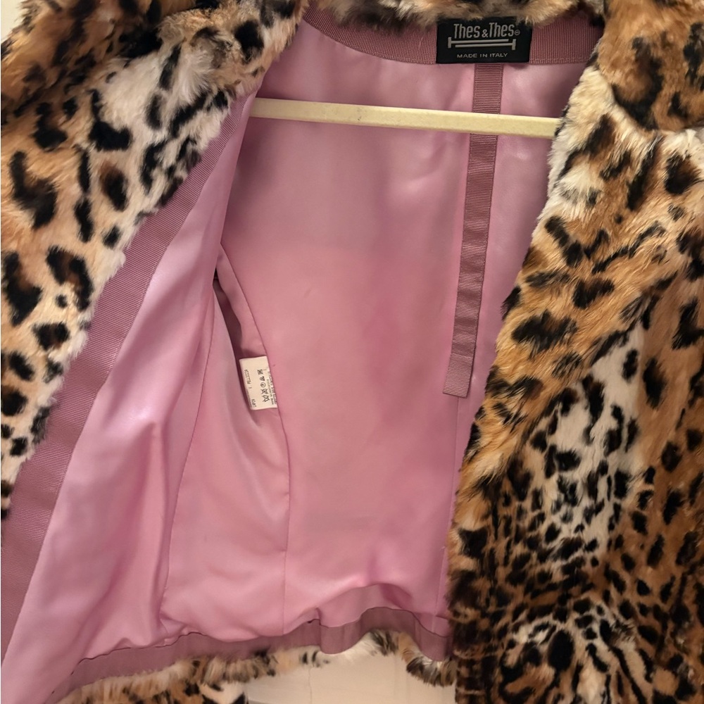 Leopard Print Rabbit Fur Jacket - Picture 3 of 5